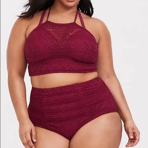 TORRID SWIM burgundy crocheted swimsuit set